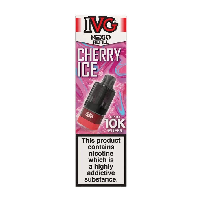 IVG Nexio Prefilled Pods in Cherry-Ice flavour, designed for a convenient and easy vaping experience.