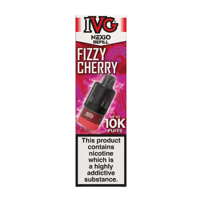 IVG Nexio Prefilled Pods in Fizzy-Cherry flavour, designed for a convenient and easy vaping experience.