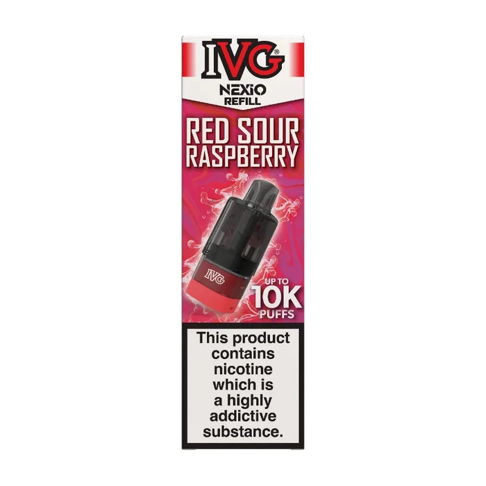 IVG Nexio Prefilled Pods in Red-Sour-Raspberry flavour, designed for a convenient and easy vaping experience.