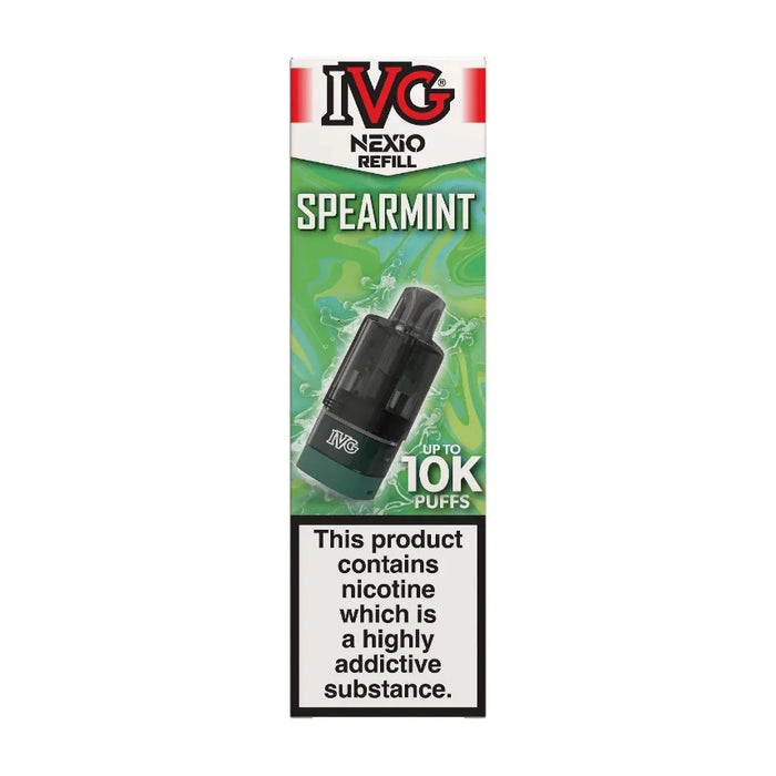 IVG Nexio Prefilled Pods in Spearmint flavour, designed for a convenient and easy vaping experience.