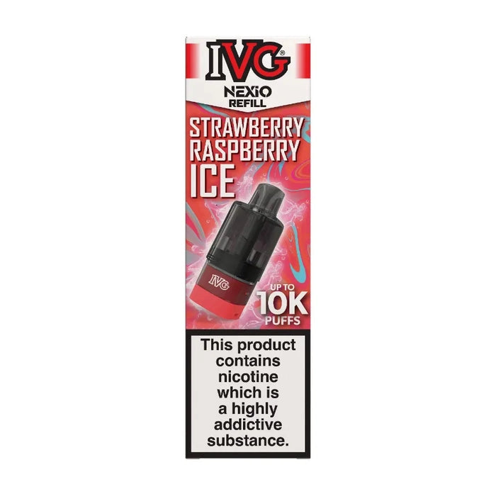 IVG Nexio Prefilled Pods in Strawberry-Raspberry-Ice flavour, designed for a convenient and easy vaping experience.