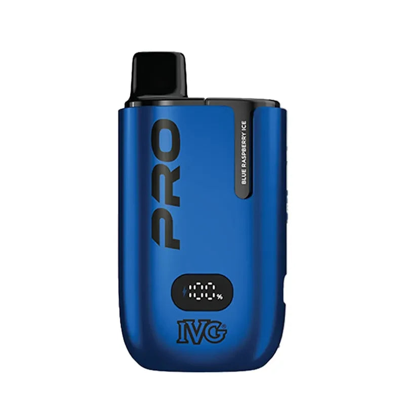 IVG Pro 12 Prefilled Pod Kit in Blue Raspberry Ice flavor – sleek vape device with up to 12,000 puffs.