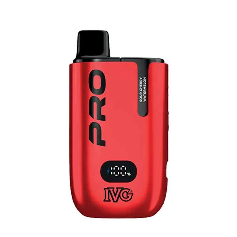 IVG Pro 12 Prefilled Pod Kit in Sour Cherry flavor – sleek vape device with up to 12,000 puffs.