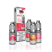 IVG Salt 4‑in‑1 Nic Salts – Red Edition: a trio of nicotine salt e‑liquids packaged in a vibrant red design, offering four bold fruit-infused flavours with smooth nicotine delivery.