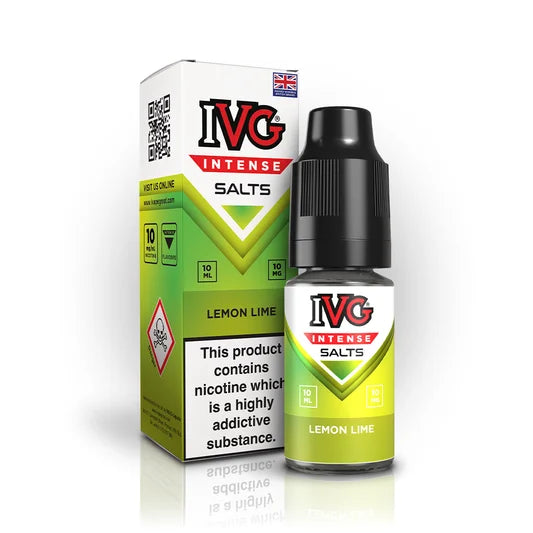 IVG Intense Nic Salt E-Liquid 10ml in Lemon Lime – 50/50 VG/PG vape juice available in 10mg or 20mg nicotine strength.