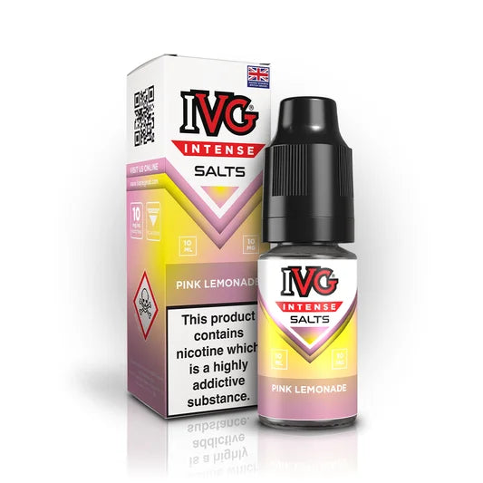 IVG Intense Nic Salt E-Liquid 10ml in Pink Lemonade – 50/50 VG/PG vape juice available in 10mg or 20mg nicotine strength.