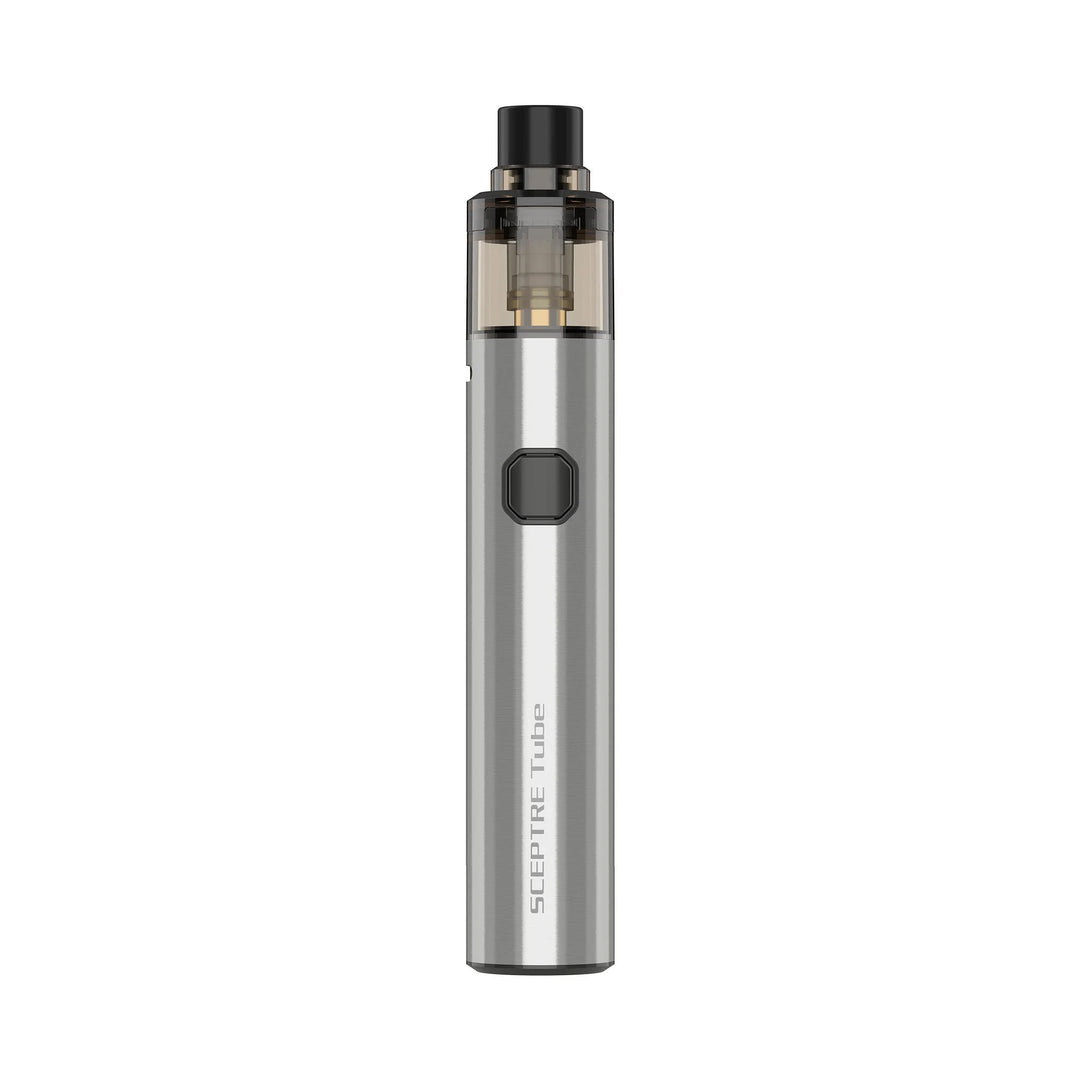 Innokin Sceptre Tube Kit in Silver – sleek vape pen kit with 1300mAh battery and 2ml pod, compatible with Sceptre coils for MTL and RDL vaping.