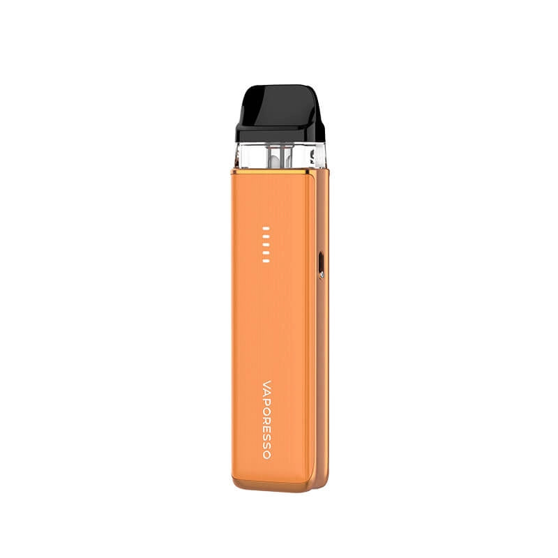 Vaporesso XROS 6 Mini Pod Vape Kit in Jelly Orange – compact refillable pod device with 1600mAh battery, adjustable airflow, and sleek aluminium design.
