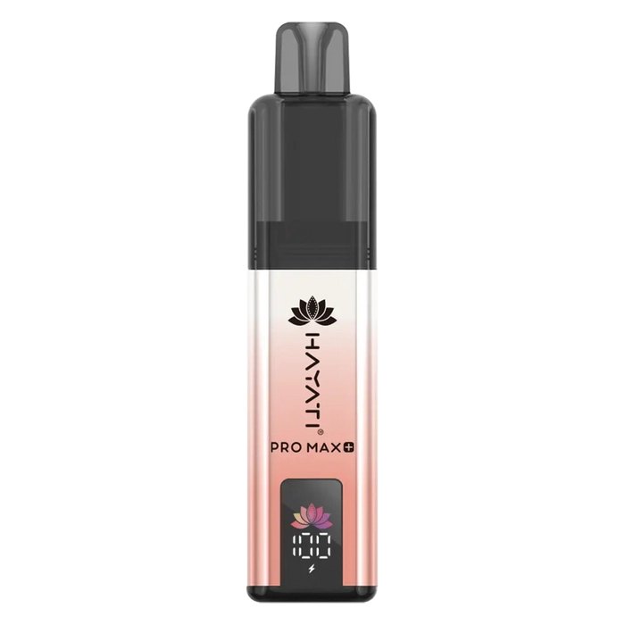 Hayati Pro Max 6000+ Prefilled Pod Kit in Juicy Peach Flavor, featuring a convenient prefilled pod design and up to 6000 puffs for a satisfying vaping experience.