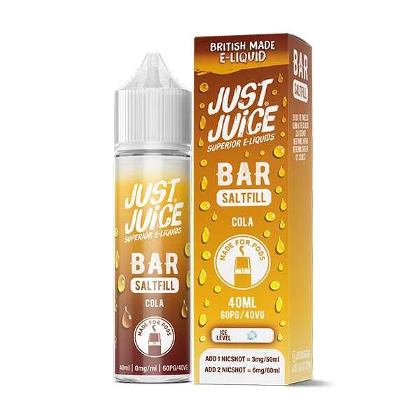 Just Juice Bar Saltfill Shortfill 40ml E-Liquid Cola – bold, fruity flavors with smooth nicotine salt base for a premium vape experience