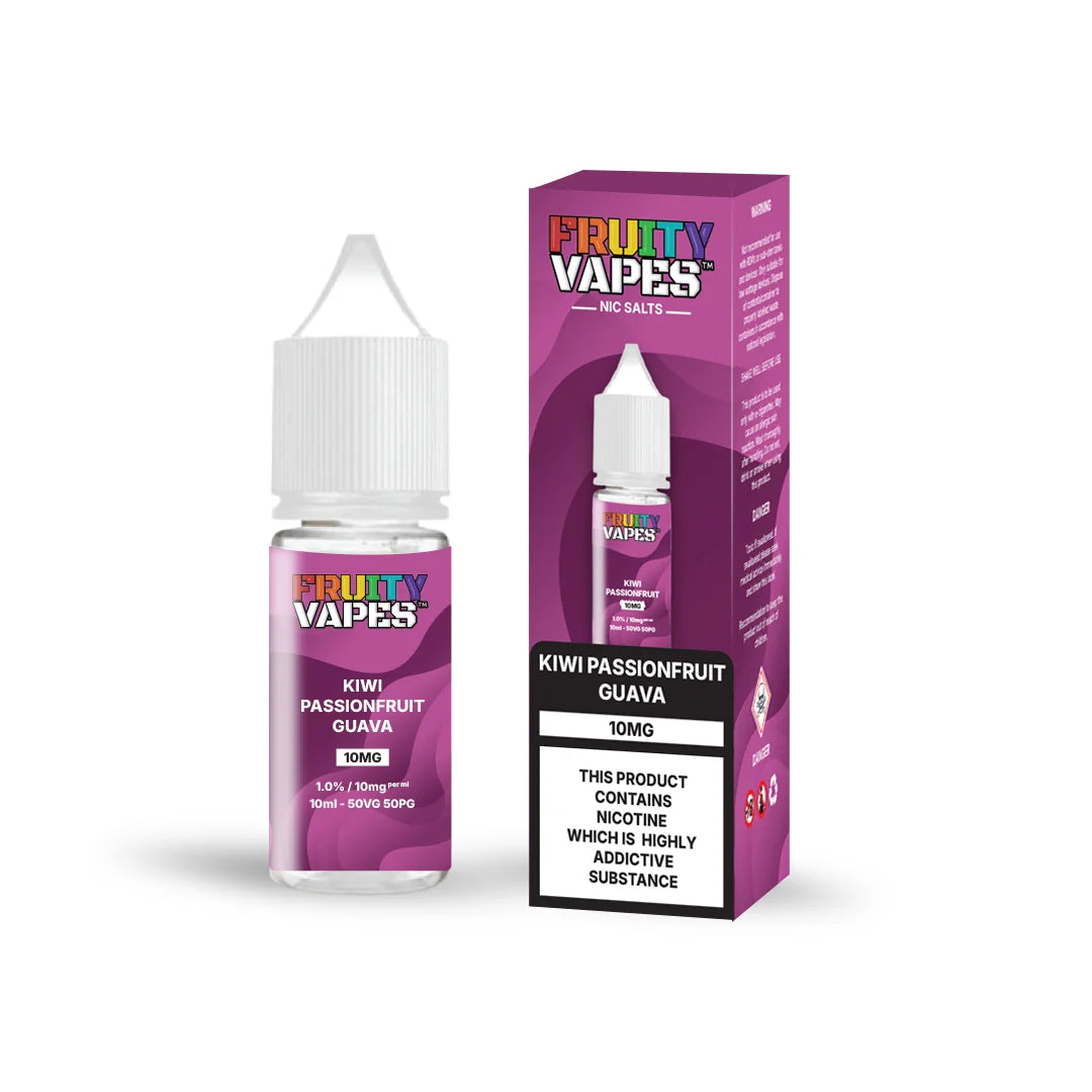 Fruity Juice Nic Salt 10ml Kiwi Passionfruit Guava – smooth 10mg vape juice with balanced 50/50 VG PG blend for rich flavor