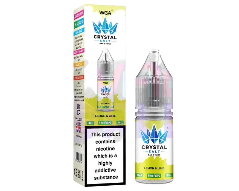 Lemon & Lime WGA Crystal Salt Bar 10ml nic salt e-juice bottle for smooth MTL vaping