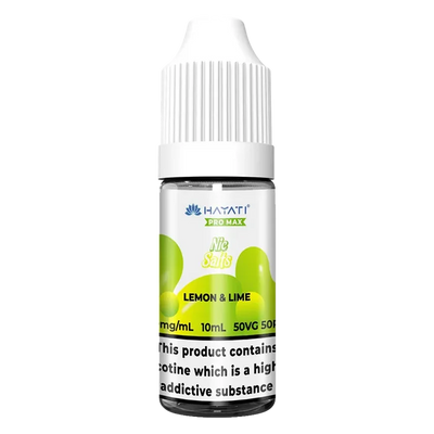 Hayati Pro Max Lemon & Lime Nic Salt vape juice, blending zesty lemon and tangy lime for a crisp citrus flavor with smooth nicotine delivery and a refreshing vape experience.