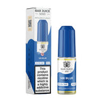Load image into Gallery viewer, A product image showing a Bar Juice 5000 e-liquid bottle next to its packaging box. The packaging is predominantly blue with graphical elements and text, and the bottle is blue with a white label.
