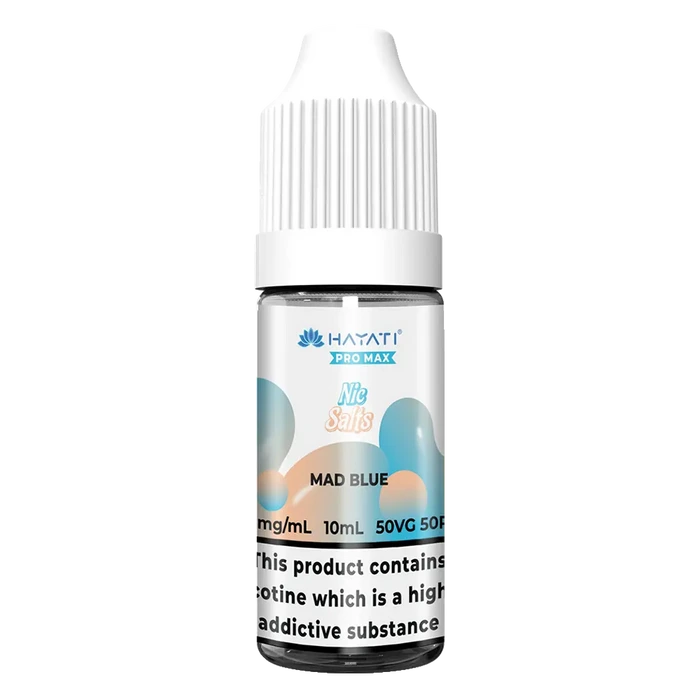 Hayati Pro Max Mad Blue Nic Salt vape juice, delivering smooth nicotine satisfaction and a refreshing vape experience.