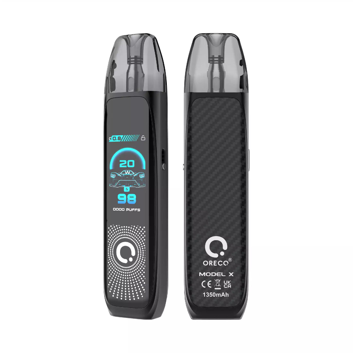 Oreco Model X Vape Kit in Midnight Black Color, featuring a compact design for a convenient and enjoyable vaping experience.