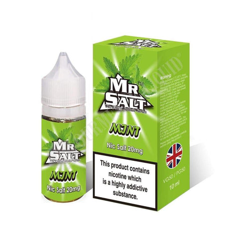 Mr Salt Mint Nic Salt E‑Liquid – sleek bottle of premium nicotine salt vape juice with a pure and smooth throat hit, ideal for pod systems.