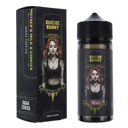 Suicide Bunny 100ml E-Liquid Mother's Milk & Cookies – premium 0mg vape juice with bold flavors and smooth 70/30 VG PG blend for rich clouds