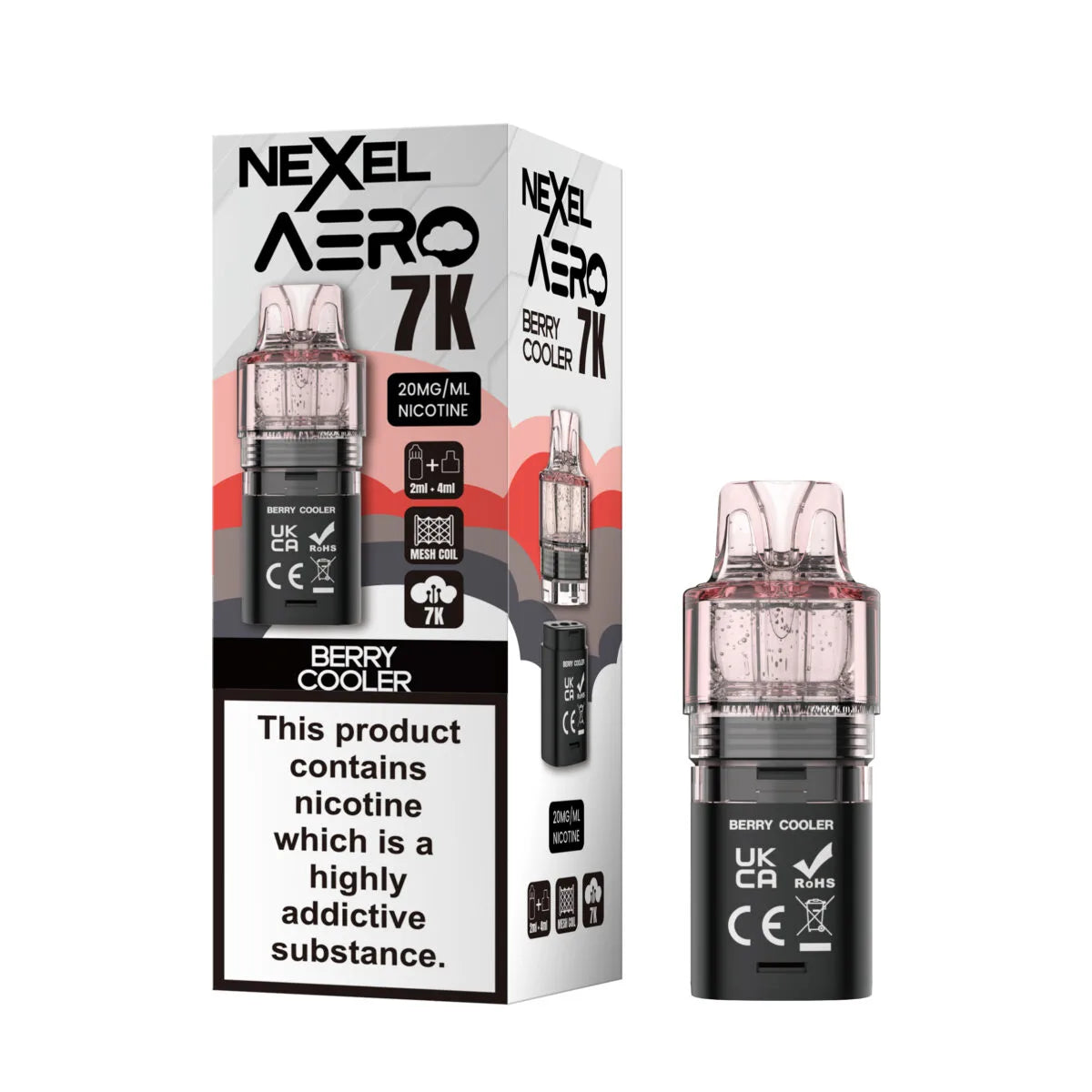 Nexel Aero 7000 Replacement Pods – prefilled Berry Cooler flavor pods designed for the Nexel Aero 7000 vape kit.