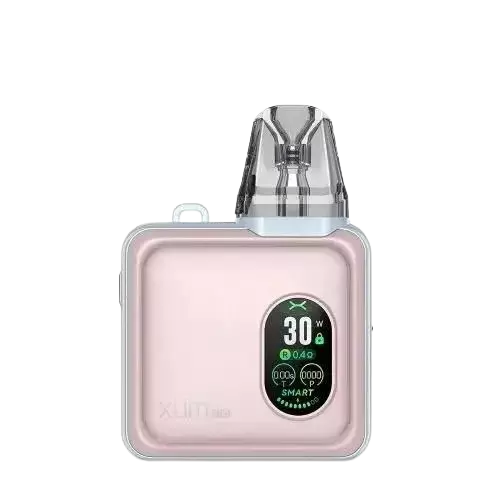 OXVA Xlim SQ Pro Pod Kit in Pastel Pink – compact and stylish pod vape with a soft pink finish, smart display, adjustable power settings, and smooth draw activation.