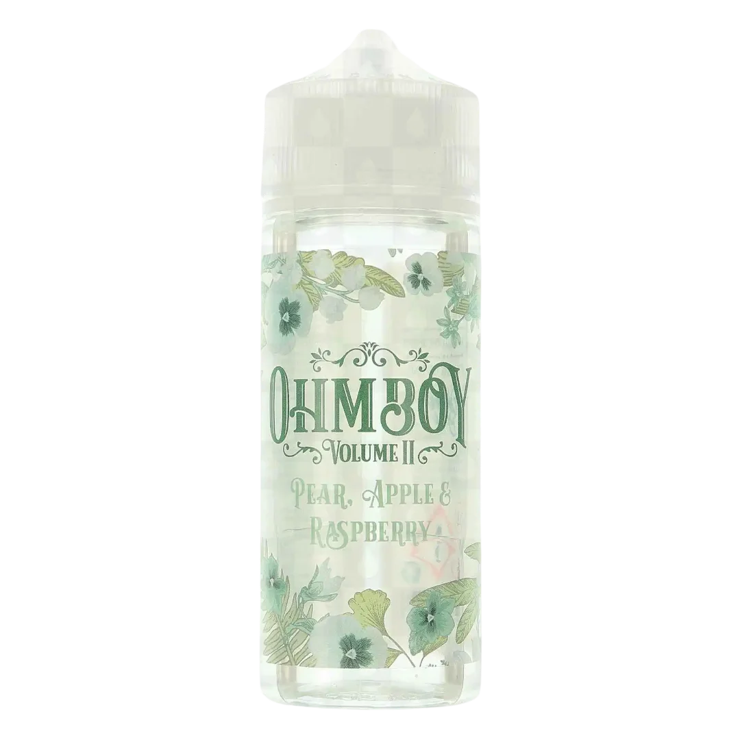 Ohm Boy Volume II E-Liquid 100ml Pear, Apple & Raspberry – premium fruity vape juice with authentic British flavors and smooth 70/30 VG PG blend