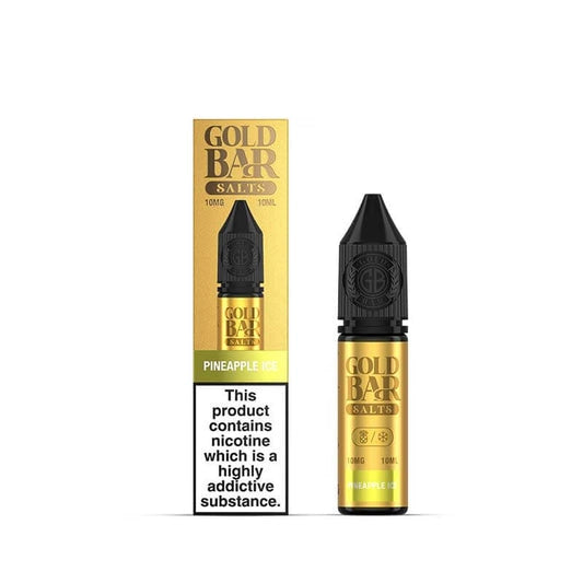 Gold Bar Pineapple Ice Nic Salts E-Liquid 10ml Bottle – Premium Nicotine Salt for MTL Pod Vape Kits