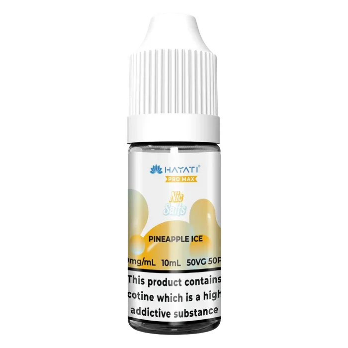 Hayati Pro Max Pineapple Ice Nic Salt vape juice, delivering smooth nicotine satisfaction and a refreshing vape experience.