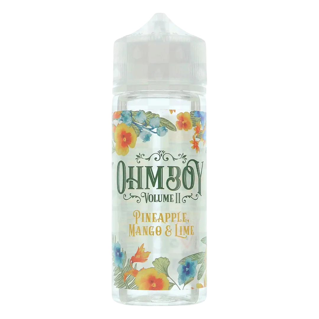 Ohm Boy Volume II E-Liquid 100ml Pineapple, Mango & Lime – premium fruity vape juice with authentic British flavors and smooth 70/30 VG PG blend