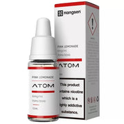 A product image showing a box and a bottle of Hangsen Pink Lemonade E-Liquid. The box is labeled with the flavor and nicotine strengths, and the bottle displays the Hangsen logo with a white cap.