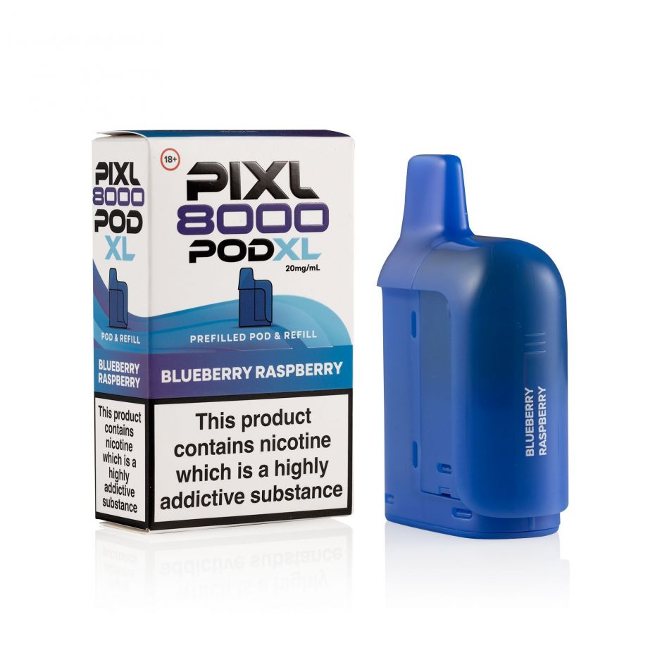 PIXL 8K Prefilled Pods in Bluebert Raspberry flavor – compact vape device with up to 8,000 puffs.