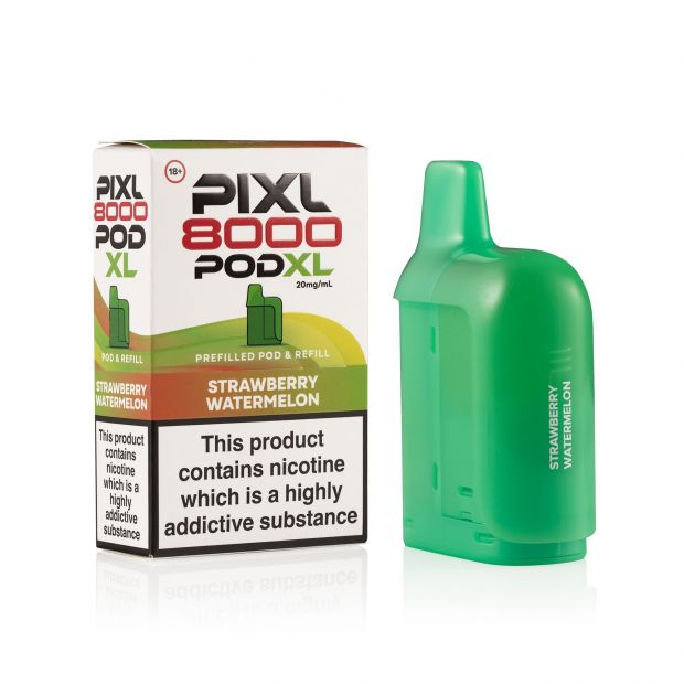 PIXL 8K Prefilled Pods in Strawberry Watermelon flavor – compact vape device with up to 8,000 puffs.
