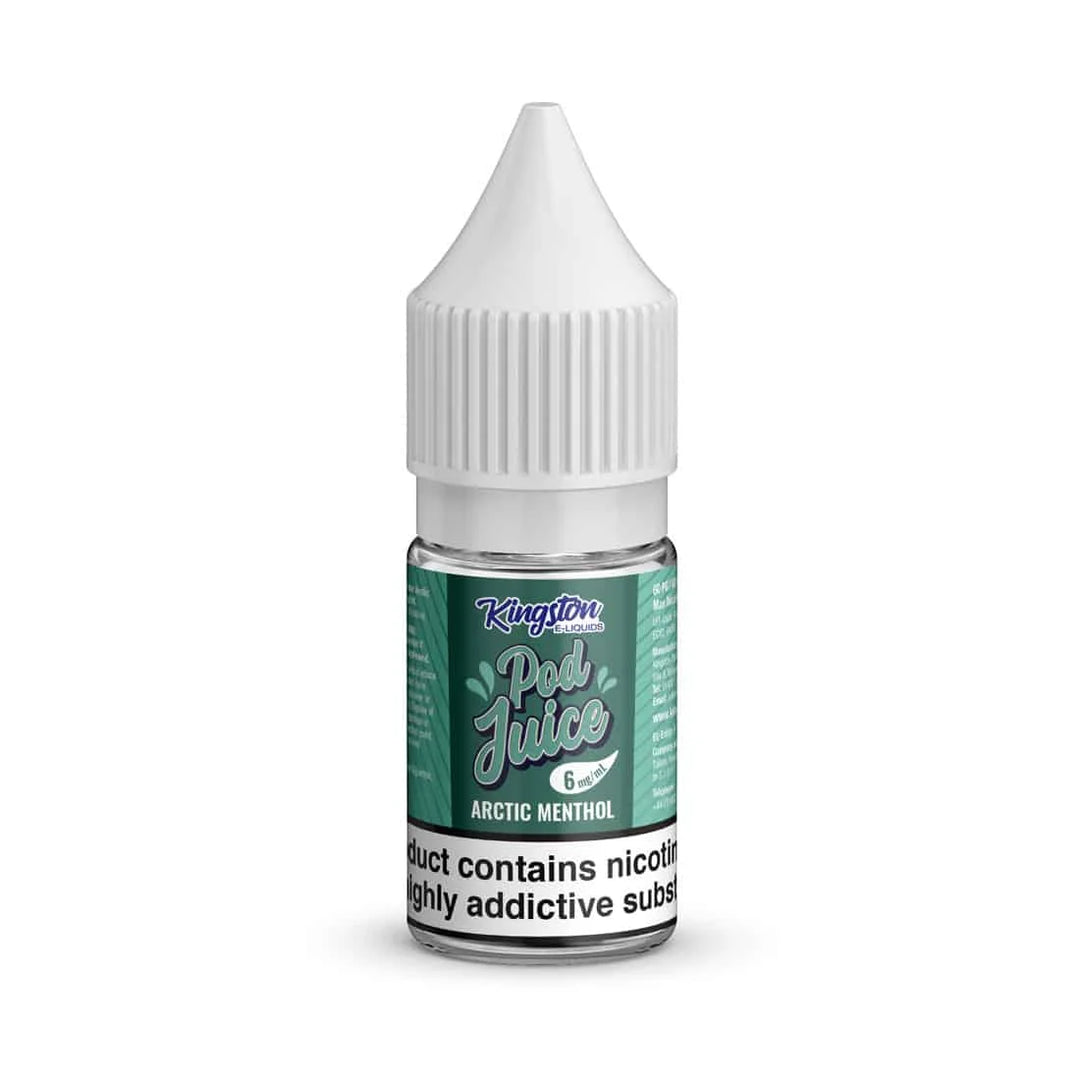 Arctic Menthol Kingston Pod Juice Nic Salts 10ml – smooth nicotine salt e-liquid available in multiple flavour options