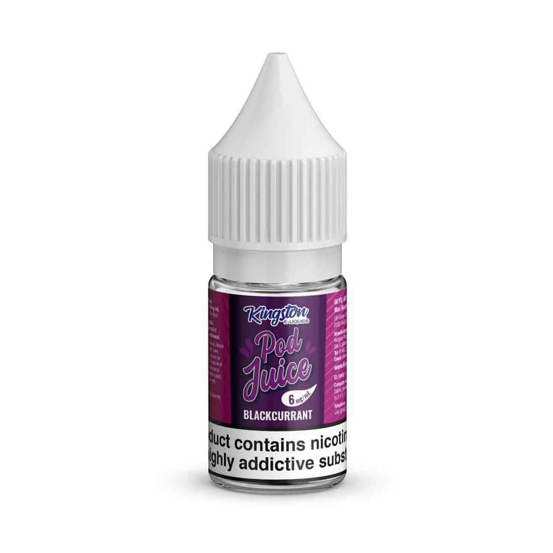 Blackcurrant Kingston Pod Juice Nic Salts 10ml – smooth nicotine salt e-liquid available in multiple flavour options