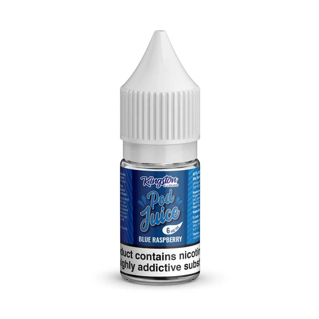 Blue Raspberry Kingston Pod Juice Nic Salts 10ml – smooth nicotine salt e-liquid available in multiple flavour options