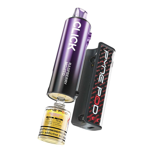 Pyne 50K Prefilled Pod in Raspberry Mojito flavor – sleek, high-capacity prefilled pod with up to 50,000 puffs.