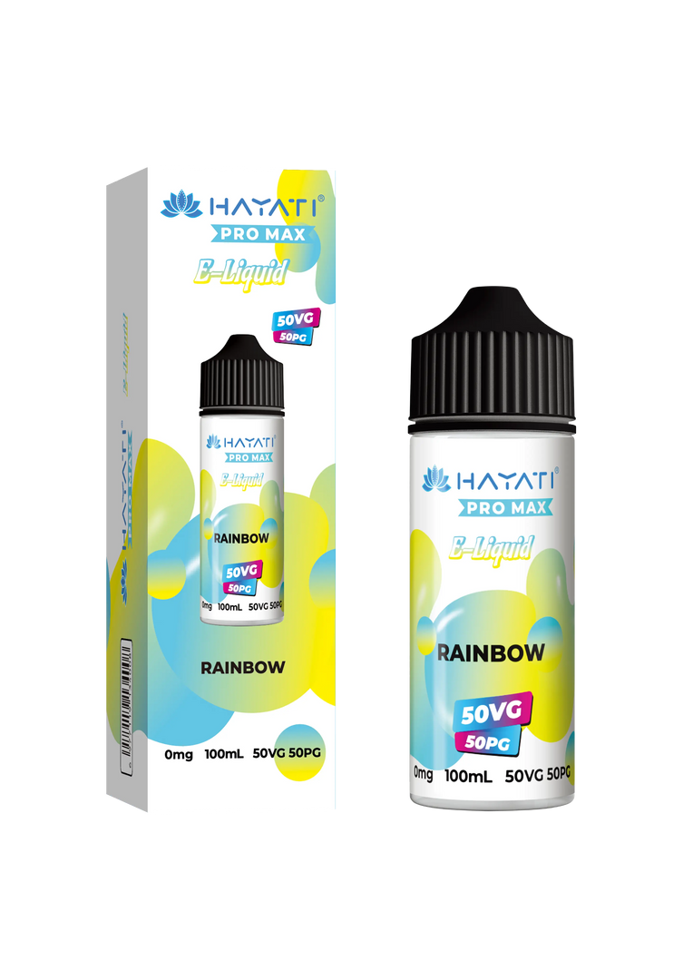 Rainbow Hayati Pro Max E-Liquid 100ml – no nicotine vape juice with rich flavor and smooth 50/50VG PG blend