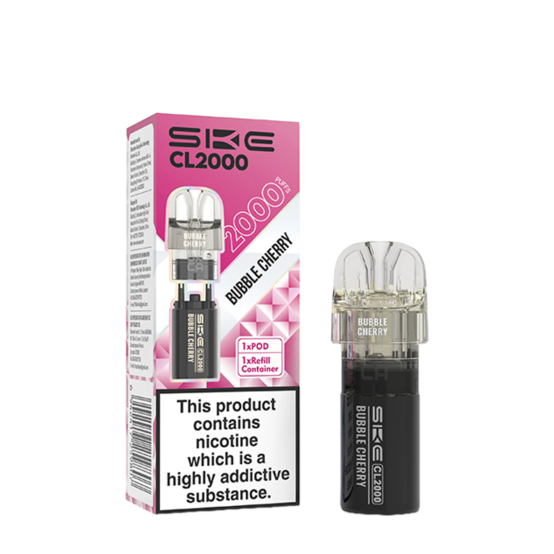 SKE Crystal CL2000 Bubble Cherry Prefilled Pods – flavour-rich vape pods designed for smooth performance and easy use