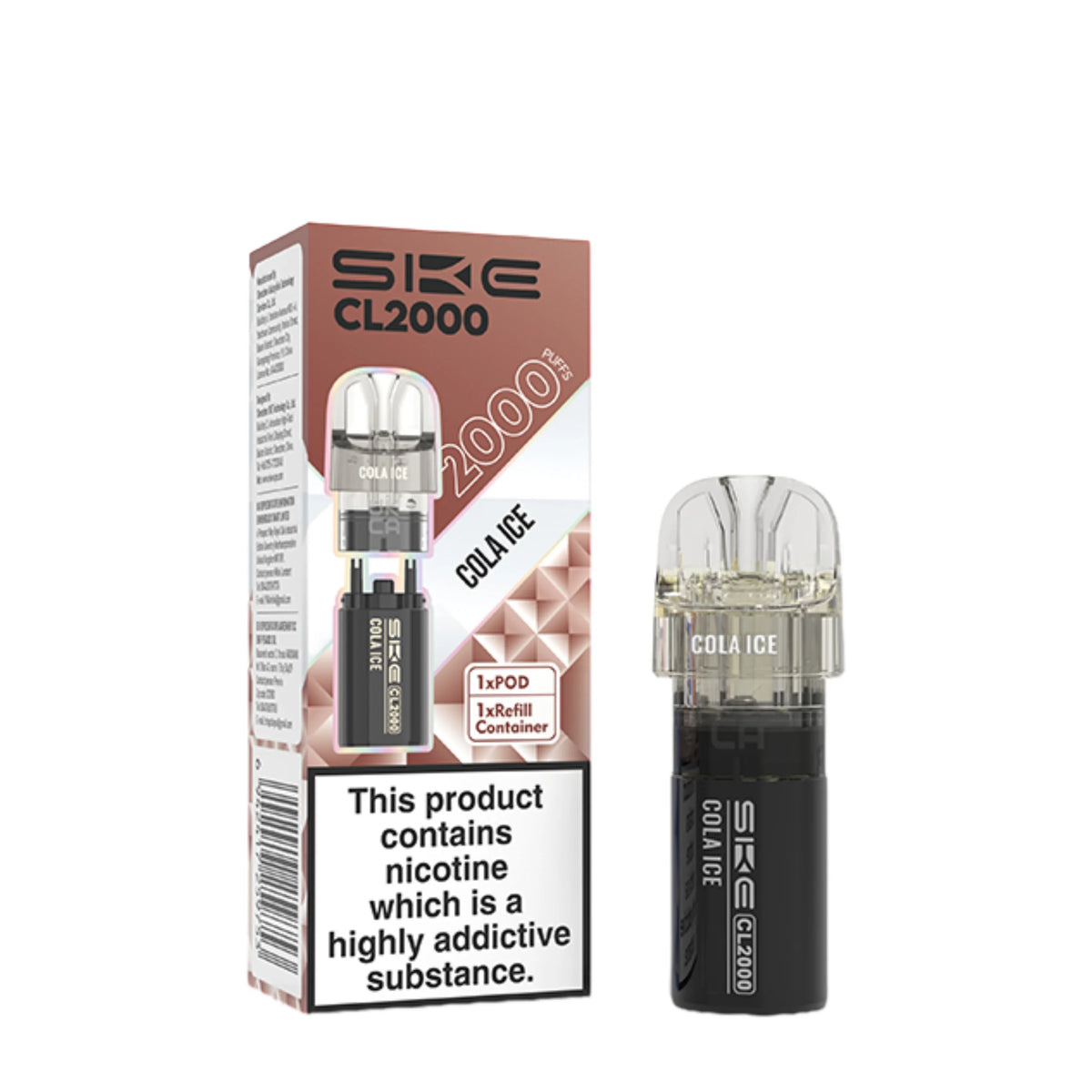 SKE Crystal CL2000 Cola Ice Prefilled Pods – flavour-rich vape pods designed for smooth performance and easy use