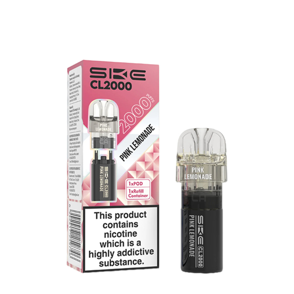 SKE Crystal CL2000 Pink Lemonade Prefilled Pods – flavour-rich vape pods designed for smooth performance and easy use