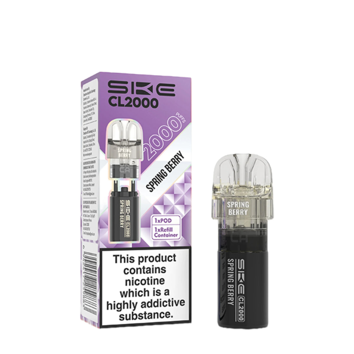 SKE Crystal CL2000 Spring Berry Prefilled Pods – flavour-rich vape pods designed for smooth performance and easy use
