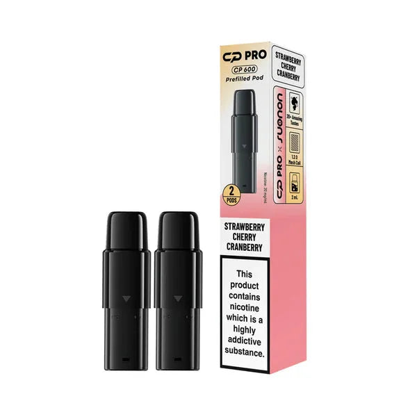 Strawberry Cherry Cranberry Suonon CP Pro 600 Prefilled Pods providing rich flavour and smooth vaping