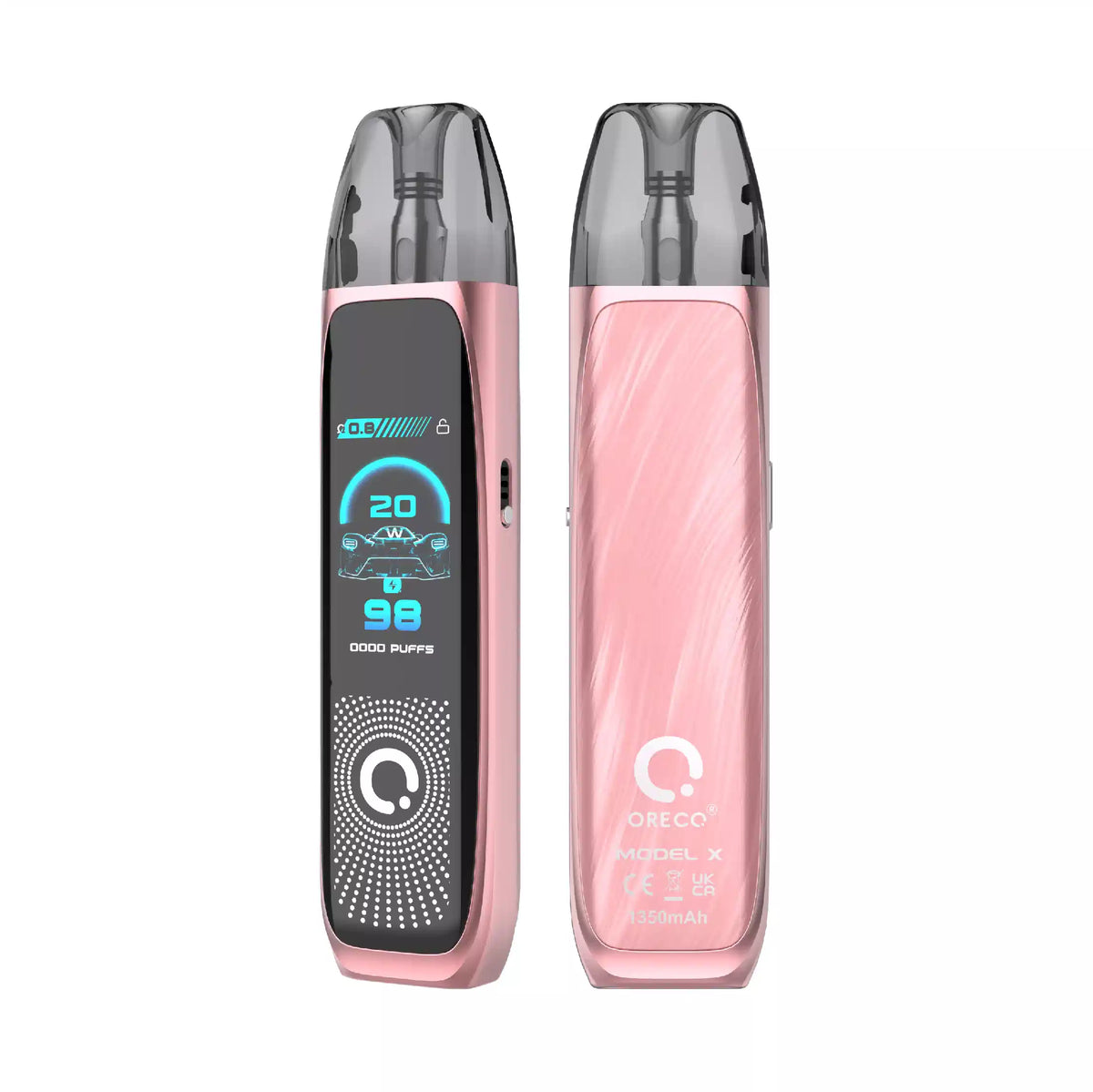 Oreco Model X Vape Kit in Sakura Pink Color, featuring a compact design for a convenient and enjoyable vaping experience.
