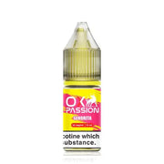 Bottle of Senorita OXVA Ox Passion Nic Salt featuring vibrant tropical-purple and pink packaging, adorned with stylized illustrations of passion fruit and hints of floral motifs, branded prominently with the OXVA logo and ‘Senorita’ flavor name—designed for nicotine salt vape devices.