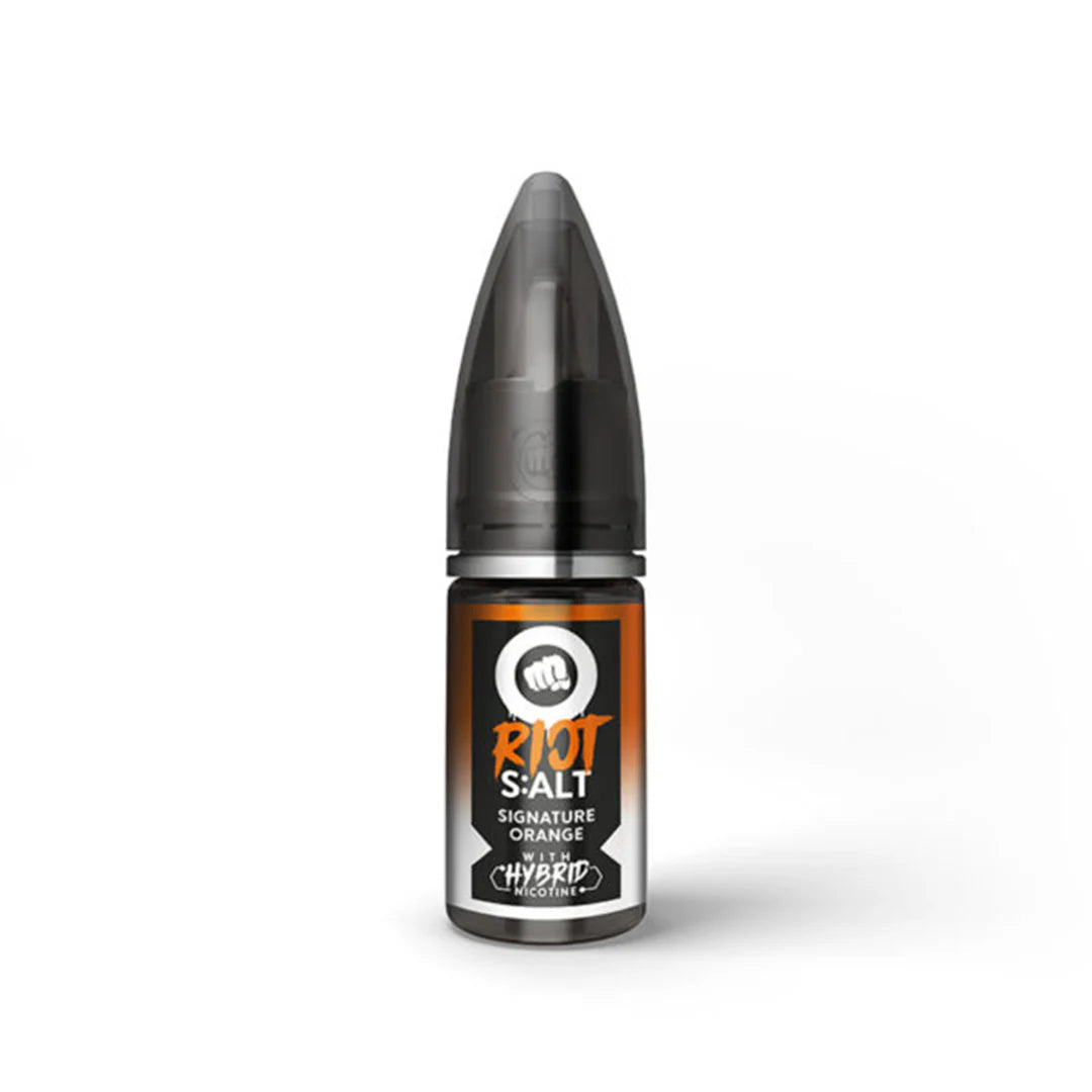Bottle of Signature Orange Tea Riot Squad Punx Nic Salts with bright orange packaging featuring iced tea and orange graphics, bold ‘Punx’ logo, designed for nicotine salt vape devices.