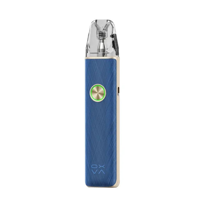 OXVA Xlim 4 Pod Kit in SilkenBlueLeather featuring a 1600mAh battery, up to 30W output, adjustable airflow and UNITECH 3.0 pod technology.