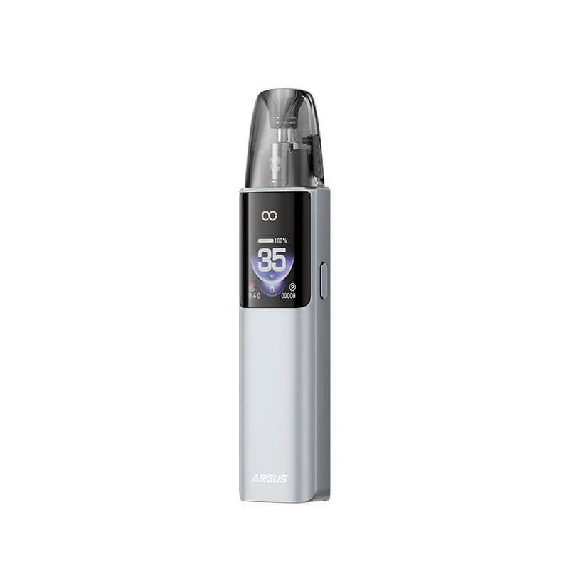 Voopoo Argus G4 Pod Device in Silver colorway with inhale activation feature.