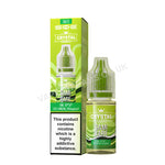 Load image into Gallery viewer, A product image showing a 10ml bottle of Kiwi Passion Fruit Guava flavored SKE Crystal Nic Salt E Liquid, with a box in the background, placed on a white background.
