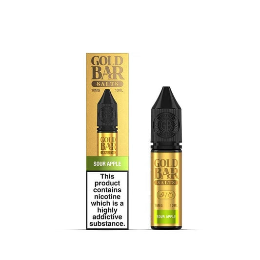 Gold Bar Sour Apple Nic Salts E-Liquid 10ml Bottle – Premium Nicotine Salt for MTL Pod Vape Kits