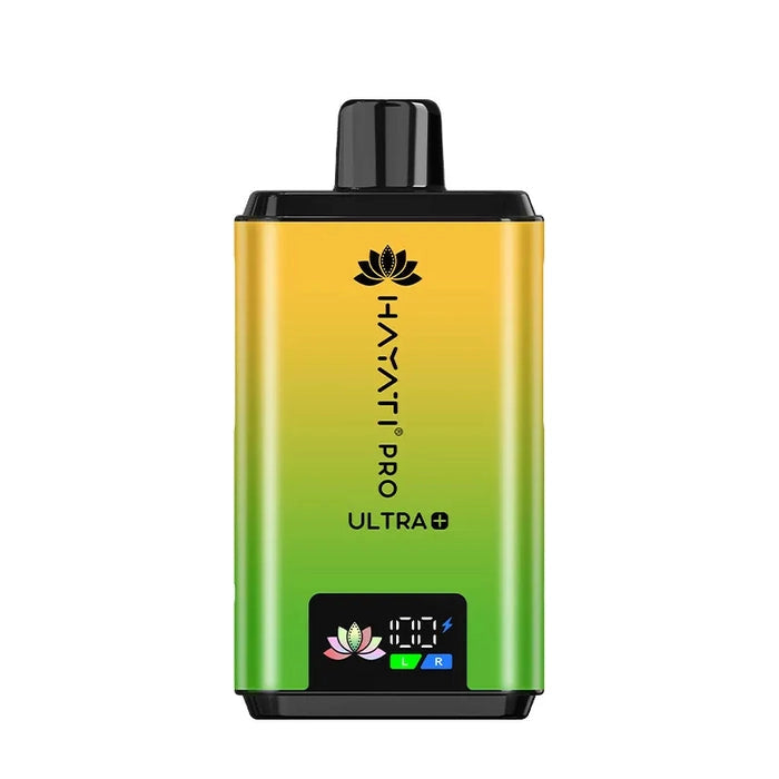 Hayati Pro Ultra Plus 25000 Prefilled Pod Kit in Sour Apple Juicy Peach flavor – high-capacity vape device with up to 25,000 puffs.