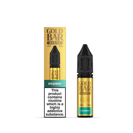 Gold Bar Spearmint Nic Salts E-Liquid 10ml Bottle – Premium Nicotine Salt for MTL Pod Vape Kits
